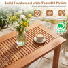 35.5-inch rectangular coffee table with slatted top, solid hardwood, teak oil finish, ideal for outdoor use.