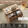 Lift-top walnut coffee table with hidden compartments and fluted surface, ideal for versatile storage and organization.