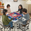 35 Inch 4 Player Game Card Folding Mahjong Table with Cup Holders-Blue - Gallery View 1 of 10