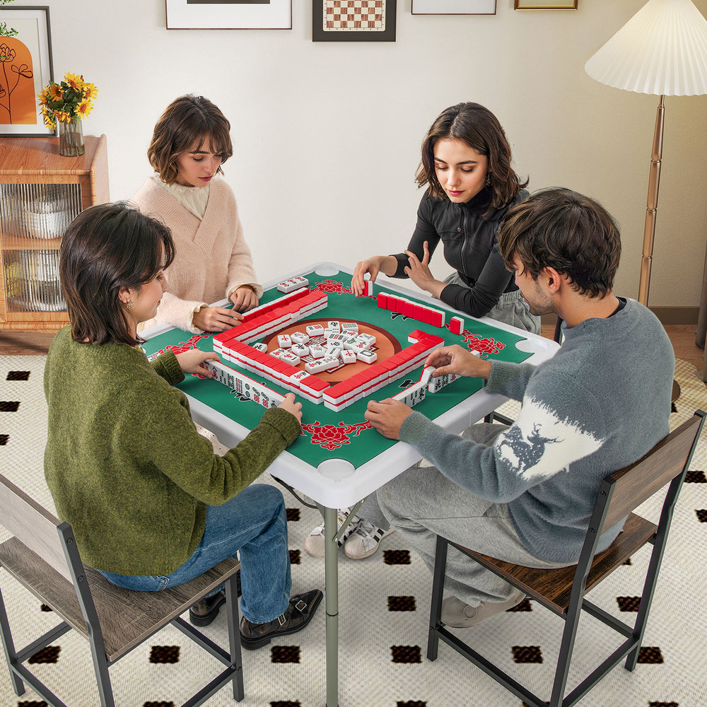 35 Inch 4 Player Game Card Folding Mahjong Table with Cup Holders-Light Green - Gallery View 1 of 10