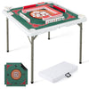 Folding 35-inch mahjong table with cup holders, light green felt surface, ideal for four players, suitable for home or.