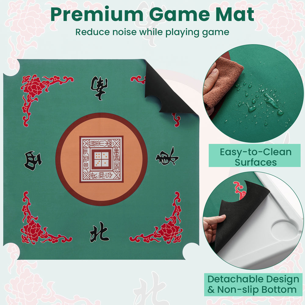 Premium game mat for 35-inch mahjong table, featuring easy-to-clean surfaces and a non-slip bottom for stable gameplay.