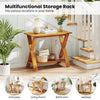 35-inch solid teak wood console table with storage shelf, featuring a simple style for versatile home placement.