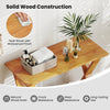 35-inch solid teak wood console table with waterproof finish, showcasing storage shelf and natural wood grain for.