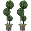 35 Inches Artificial Boxwood Topiary Tree Triple Ball Shrubs Set of 2 - Gallery View 1 of 1