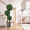 35 Inches Artificial Boxwood Topiary Tree Triple Ball Shrubs - Gallery View 1 of 10