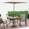 Patio dining table featuring a spacious tempered glass top, 1.5-inch umbrella hole, and sturdy rustproof metal frame.