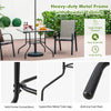 35 x 35 inch patio dining table with tempered glass top, umbrella hole, and rustproof metal frame for outdoor use.