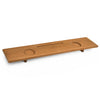 Wood bath tray with a large surface area, featuring a built-in slot and rounded corners for safe and stylish use.
