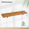 Wood bath tray measuring 35 x 8 inches with adjustable legs, cup holders, and tablet slot for enhanced relaxation.