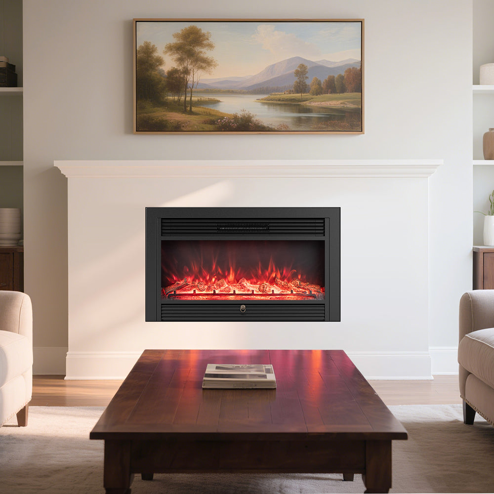 33/36-Inch Electric Fireplace Insert 750W/1500W Recessed Fireplace Heater-1500W - Gallery View 1 of 10