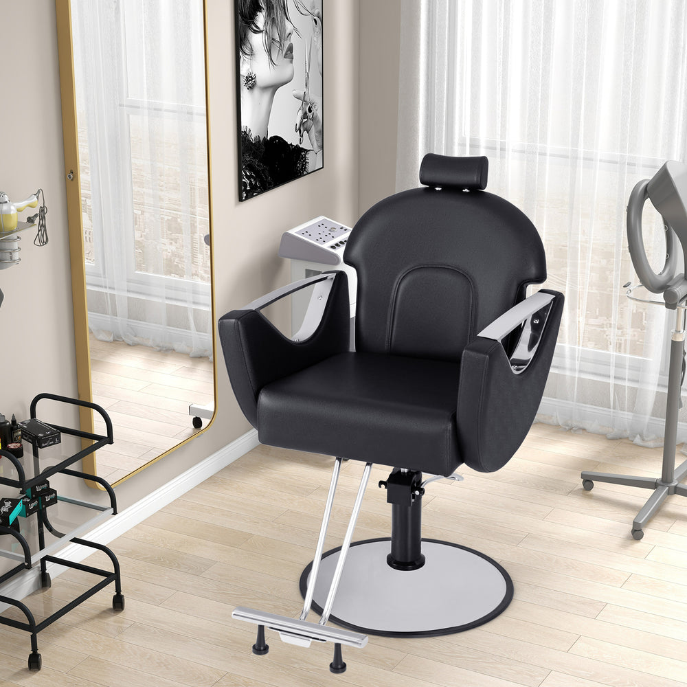 360°Swivel Reclining Salon Chair for Hair Stylist-Black - Gallery View 1 of 9