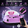 Pink 12V ride-on bumper car for toddlers with music, lights, remote control, and safety features for indoor and outdoor.