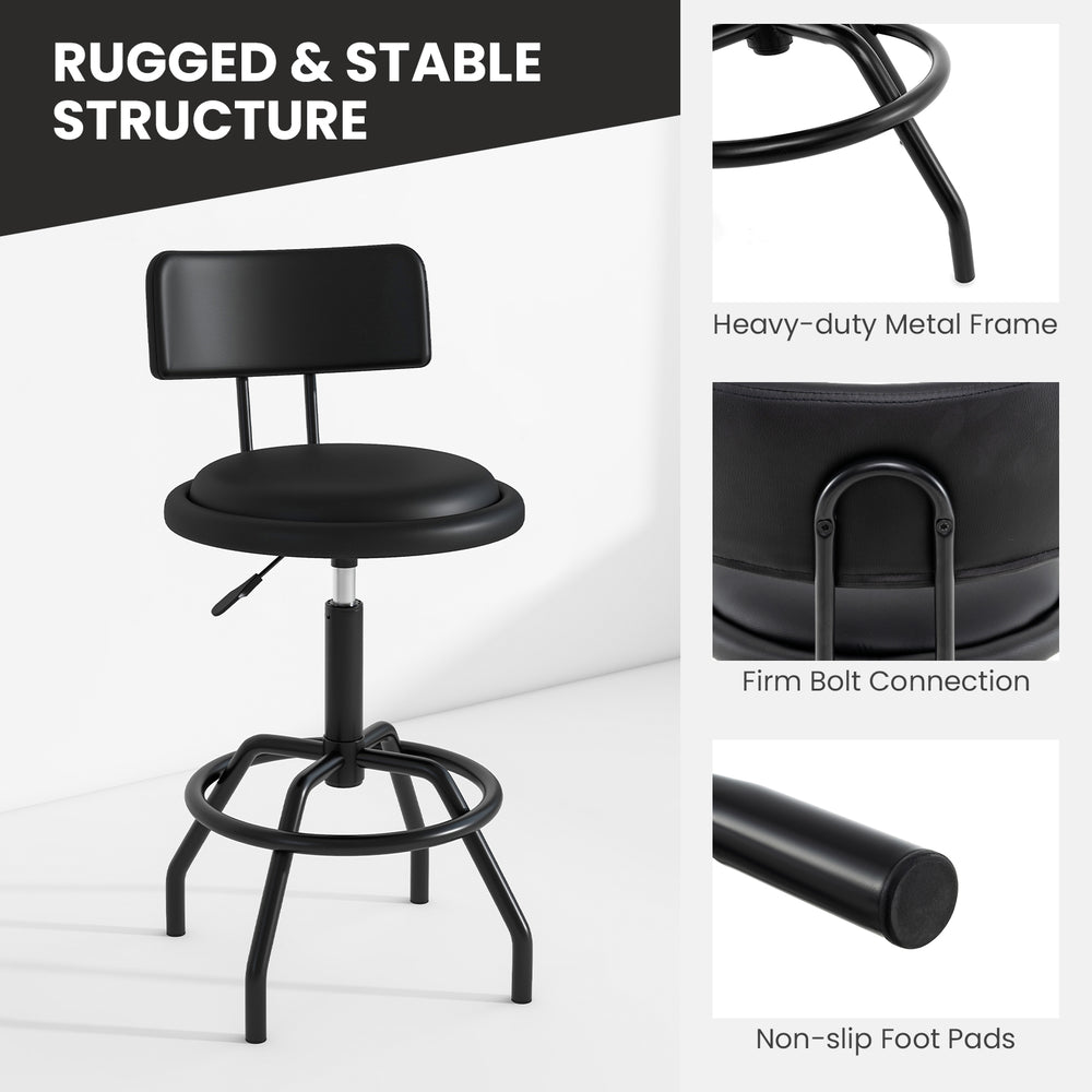 360° swivel counter height barstool with padded seat and back, heavy-duty metal frame, adjustable height for kitchen or.