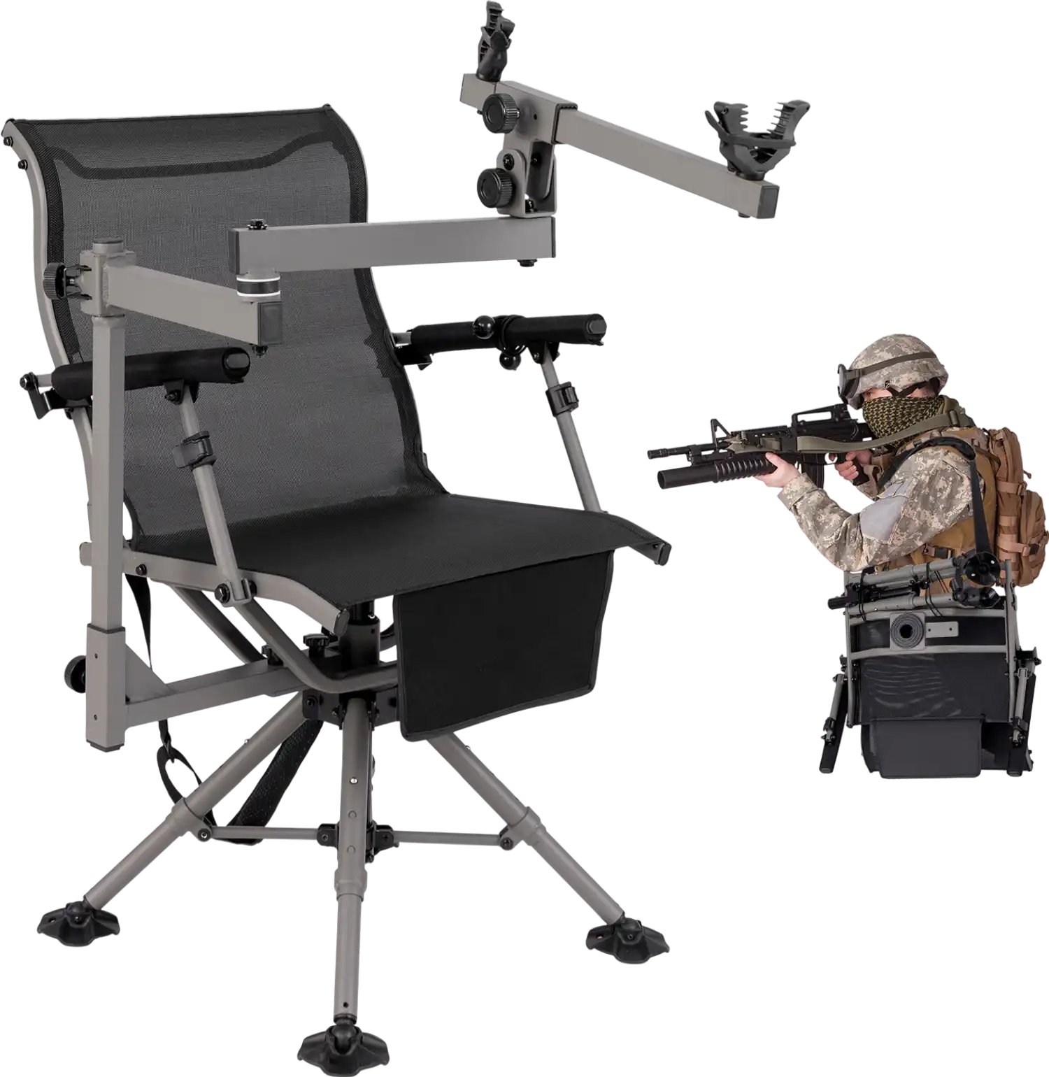 Costway 360° Swivel Portable Hunting Chair Adjustable Legs Armrests 89153472 New