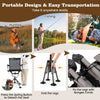 360° swivel portable hunting chair in black with adjustable legs and armrests, ideal for outdoor activities like.