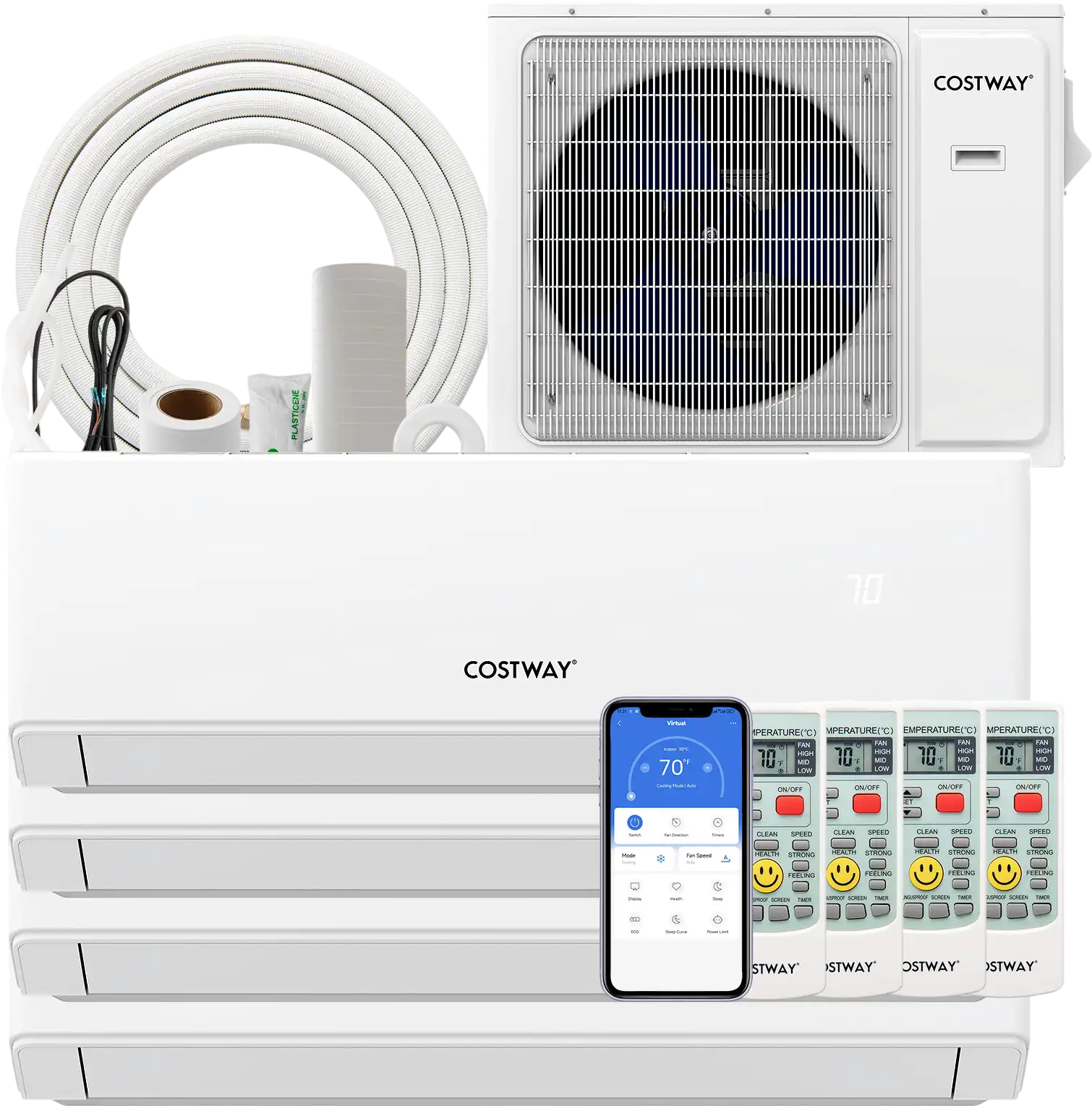 Costway UltrEco 36000 BTU 4 Zone 23 SEER2 WiFi Mini Split Air Conditioner Heat Pump 687195324 New