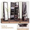 360° rotating dark brown jewelry cabinet with full-length mirror, lockable design, and ample storage for jewelry and.