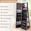 360° rotatable dark brown jewelry cabinet with full-length mirror, 120 earring slots, and 5 storage shelves for.