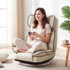 360 Degree Swivel Floor Gaming Chair with 6-Position Adjustable Backrest and Sponge Filling-Beige - Gallery View 1 of 11