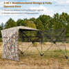 360° one-way see-through hunting blind with camouflage patterns, fully opened door, and portable carrying bag for easy.