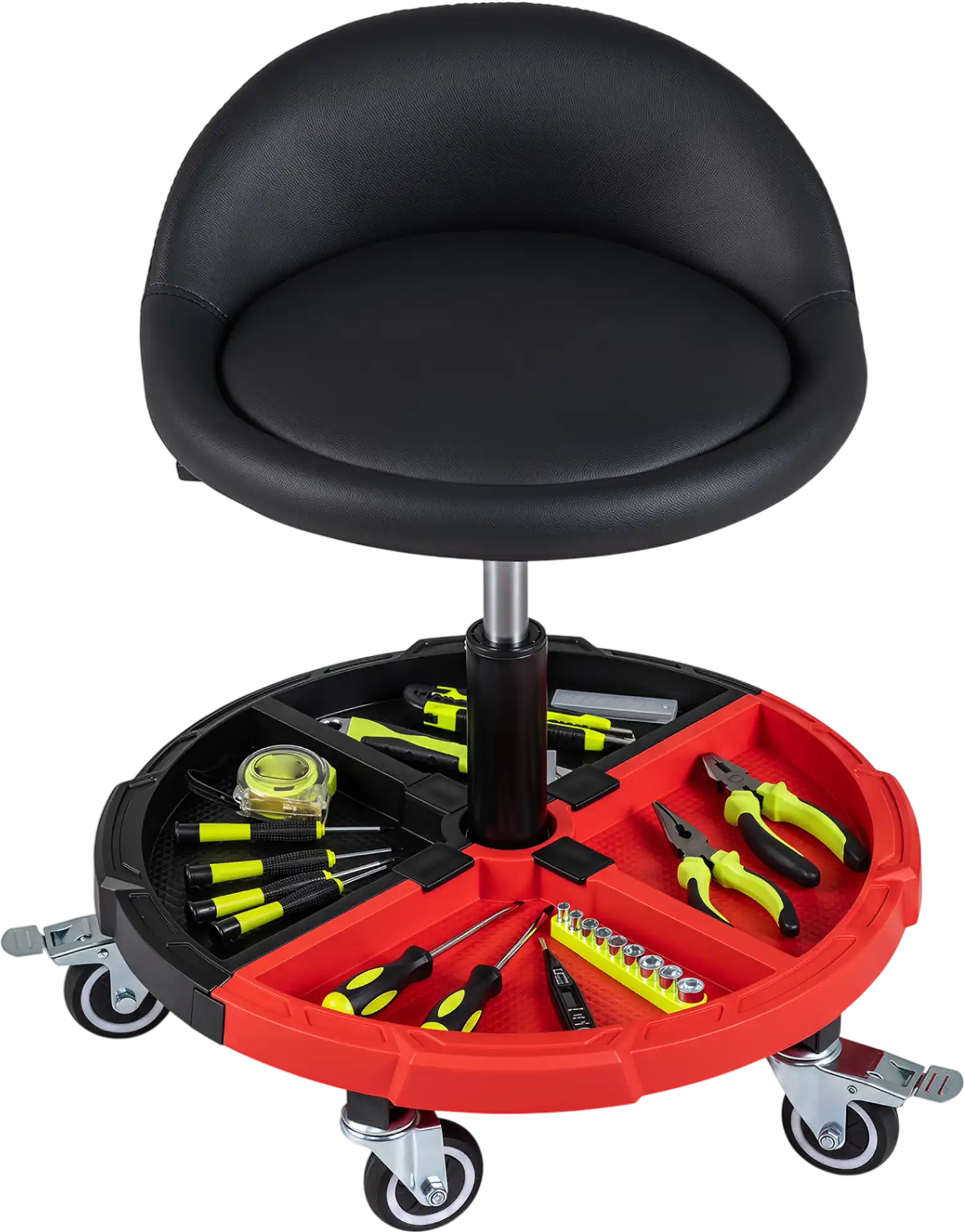 Costway 360° Rolling Mechanic Stool w/ Tool Storage Tray 89012478 New