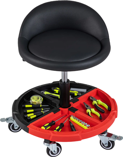 Costway 360° Rolling Mechanic Stool w/ Tool Storage Tray 89012478 New