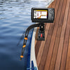 360° rotatable fish finder holder with mounting bracket and rod rack, designed for inflatable boats and kayaks.