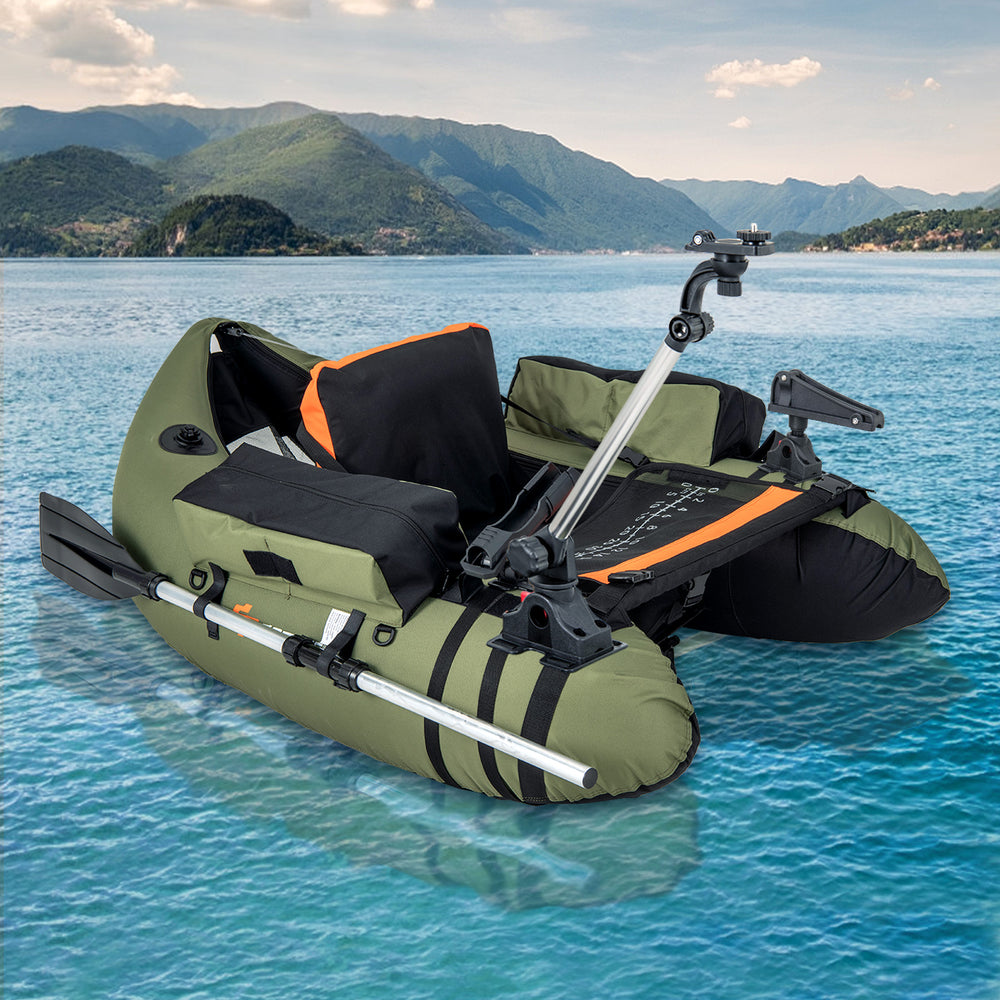 360° rotatable fishing boat accessory set featuring a GoPro mount, fishing rod holder, and oar holder for versatile use.