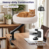 360° rotating cat desk bed in white with removable perch, supporting pets up to 55 lbs for cozy indoor naps.