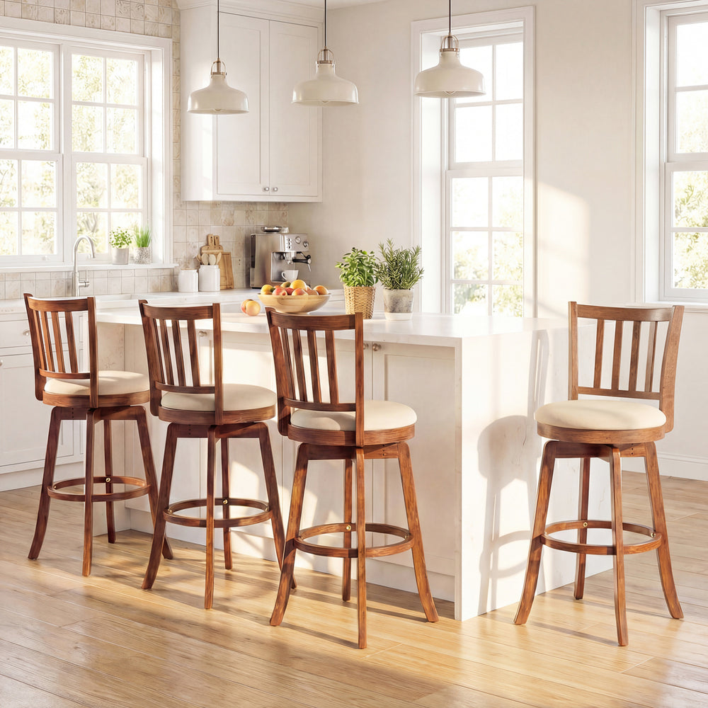 360° Rotating Counter Height Chairs Set of 4 with Backrest and Upholstered Seat-29 inches - Gallery View 1 of 9