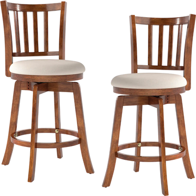 Costway 360° Swivel Counter Height Bar Stools Set of 2 Upholstered 60930323 New