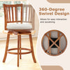 360° rotating counter height chair with upholstered seat and backrest, solid rubberwood construction for kitchen or bar.
