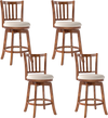 Set of 4 rotating counter height chairs with backrest, upholstered seat, and solid rubberwood construction for kitchen.