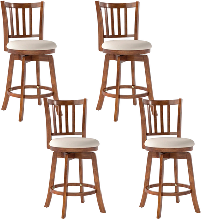 Costway 360° Swivel Counter Height Bar Stools Set of 4 with Backrest Upholstered Seat 74621020 New