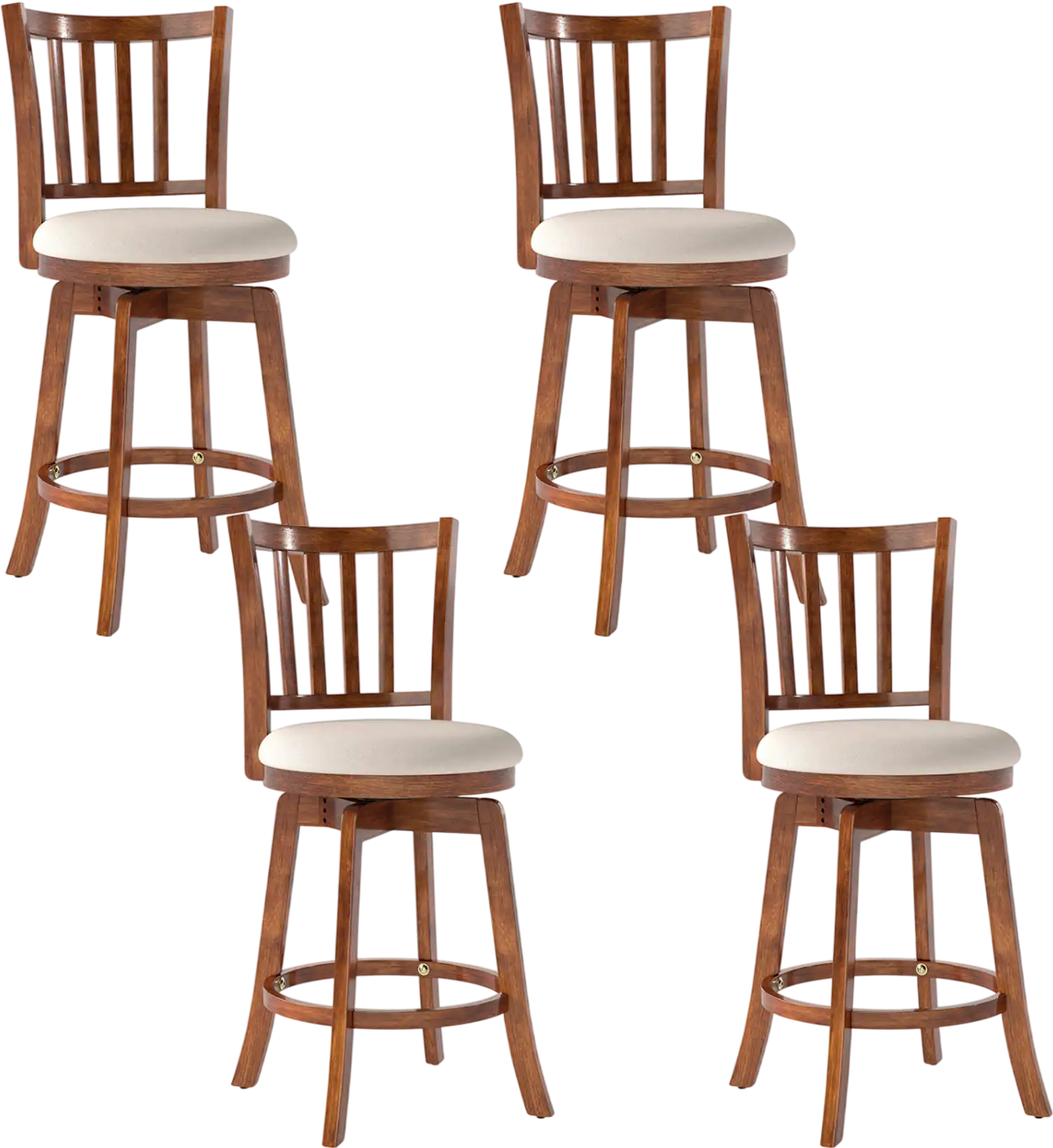 Costway 360° Swivel Counter Height Bar Stools Set of 4 w/ Backrest Upholstered Seat 74621020 New