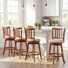 Set of 4 360° rotating counter height chairs with upholstered seats and backrests, perfect for kitchen or bar use.