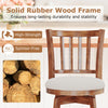 Solid rubber wood frame of a 360° rotating counter height chair, ensuring durability and stability for kitchen use.