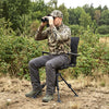 360° swivel hunting seat with inclined backrest and detachable cushion, ideal for long hours of outdoor observation.