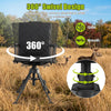 360° silent swivel hunting seat with adjustable height, padded armrests, and durable metal construction for outdoor use.