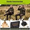 360° silent swivel hunting seat with sturdy metal frame, adjustable height, and soft padded armrests for outdoor comfort.