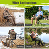 360° silent swivel hunting seat with adjustable height and padded armrests, perfect for camping, fishing, and outdoor use.