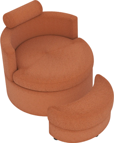 Costway 360° Swivel Accent Chair with Half Moon Storage Ottoman 77466368 New