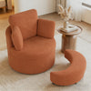 360° Swivel Accent Chair with Half Moon Storage Ottoman-Light Brown - Gallery View 1 of 10