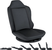 Black 360° swivel floor gaming chair with adjustable backrest for ergonomic support and easy maintenance.