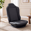 360° swivel floor gaming chair in black with adjustable backrest for ergonomic comfort and easy maintenance.