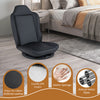 Black 360° swivel floor gaming chair with adjustable backrest, featuring easy-to-clean artificial leather for comfort.