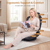 360° swivel floor gaming chair in black with adjustable backrest, providing ergonomic support for neck, back, and.