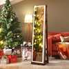 360° Swivel Freestanding Jewelry Cabinet with Lighted Full Length Mirror-Rustic Brown - Gallery View 1 of 11