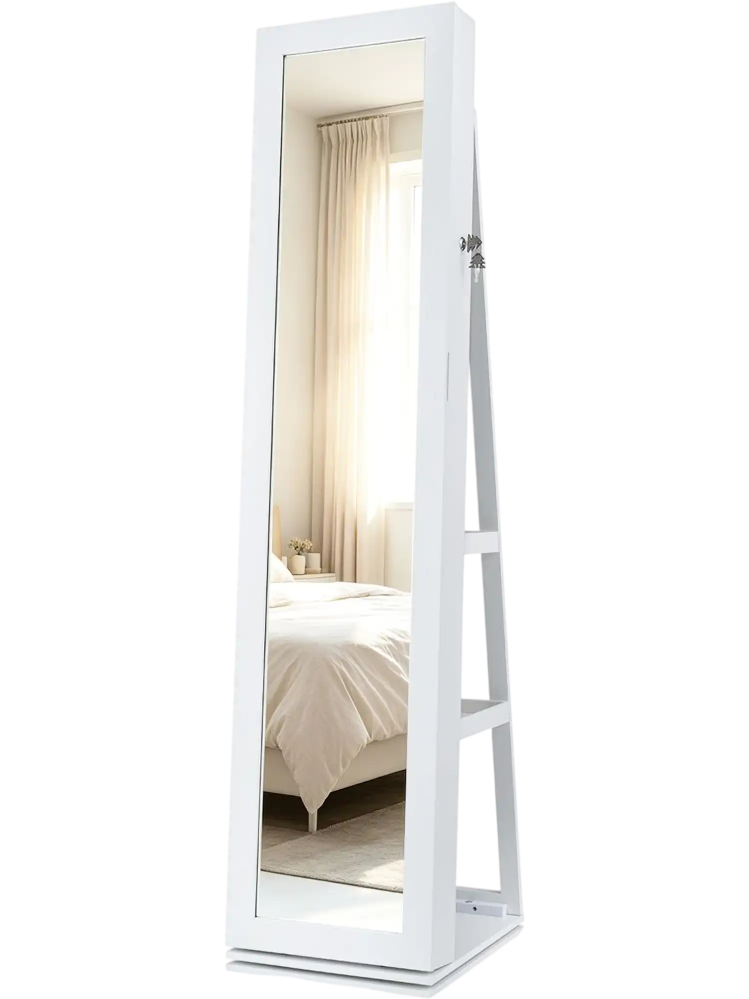 Costway 360° Swivel Jewelry Cabinet Full-Length Mirror 56255771 New